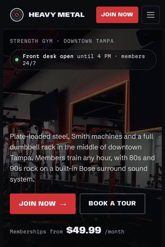 Heavy Metal home page on a phone